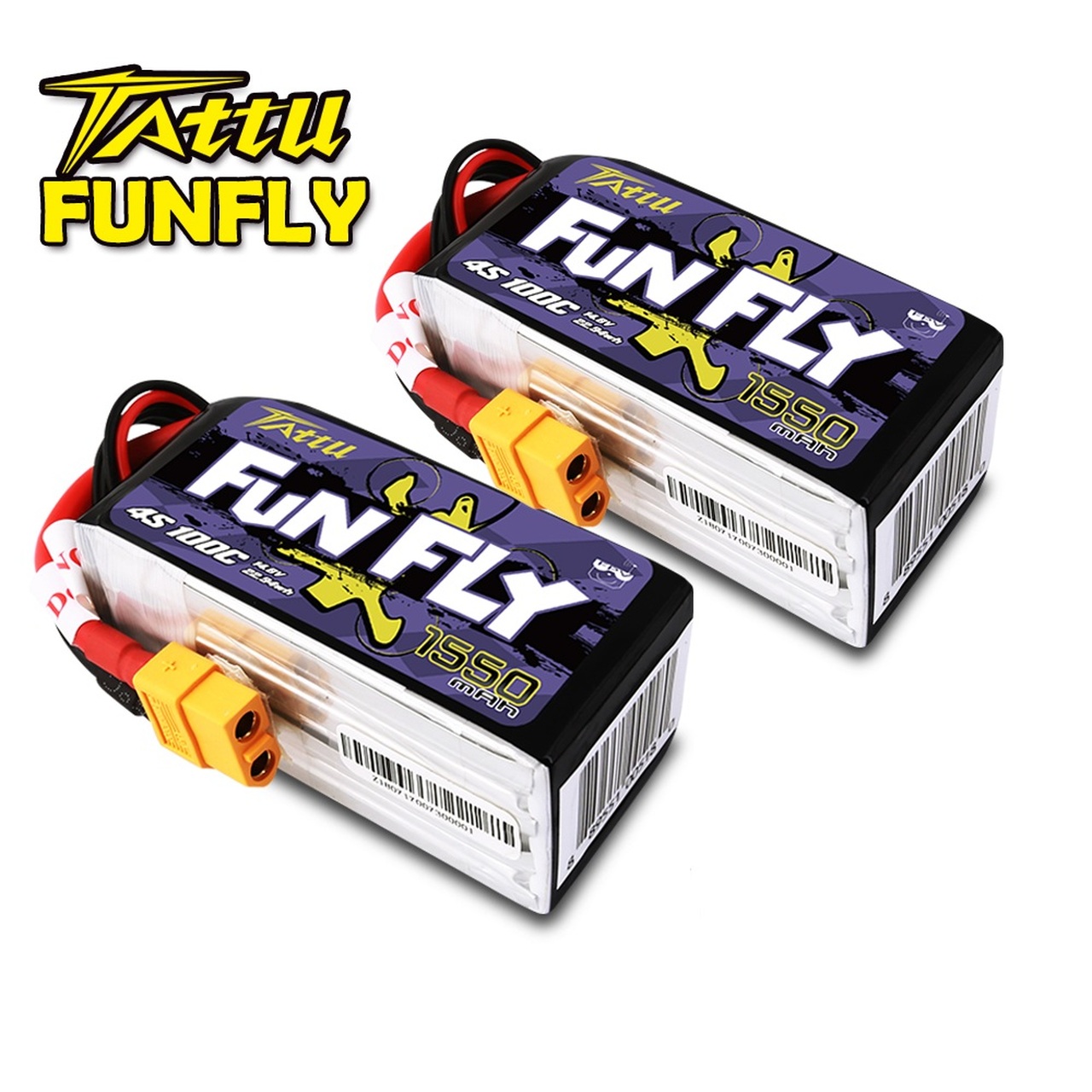 Tattu FunFly 1550mAh 100C 14.8V 4S1P lipo battery pack with XT60 Plug for Practice - Image 6