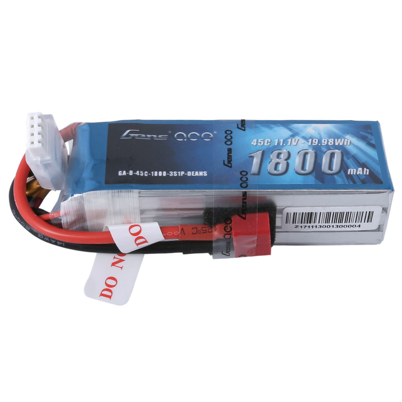 Gens Ace 11.1V 45C 3S 1800mAh Lipo Battery Pack with Deans Plug - Image 2