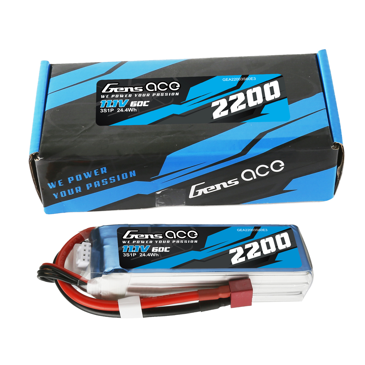 Gens ace 2200mAh 11.1V 60C 3S1P Lipo Battery Pack with EC3 Plug - Image 4