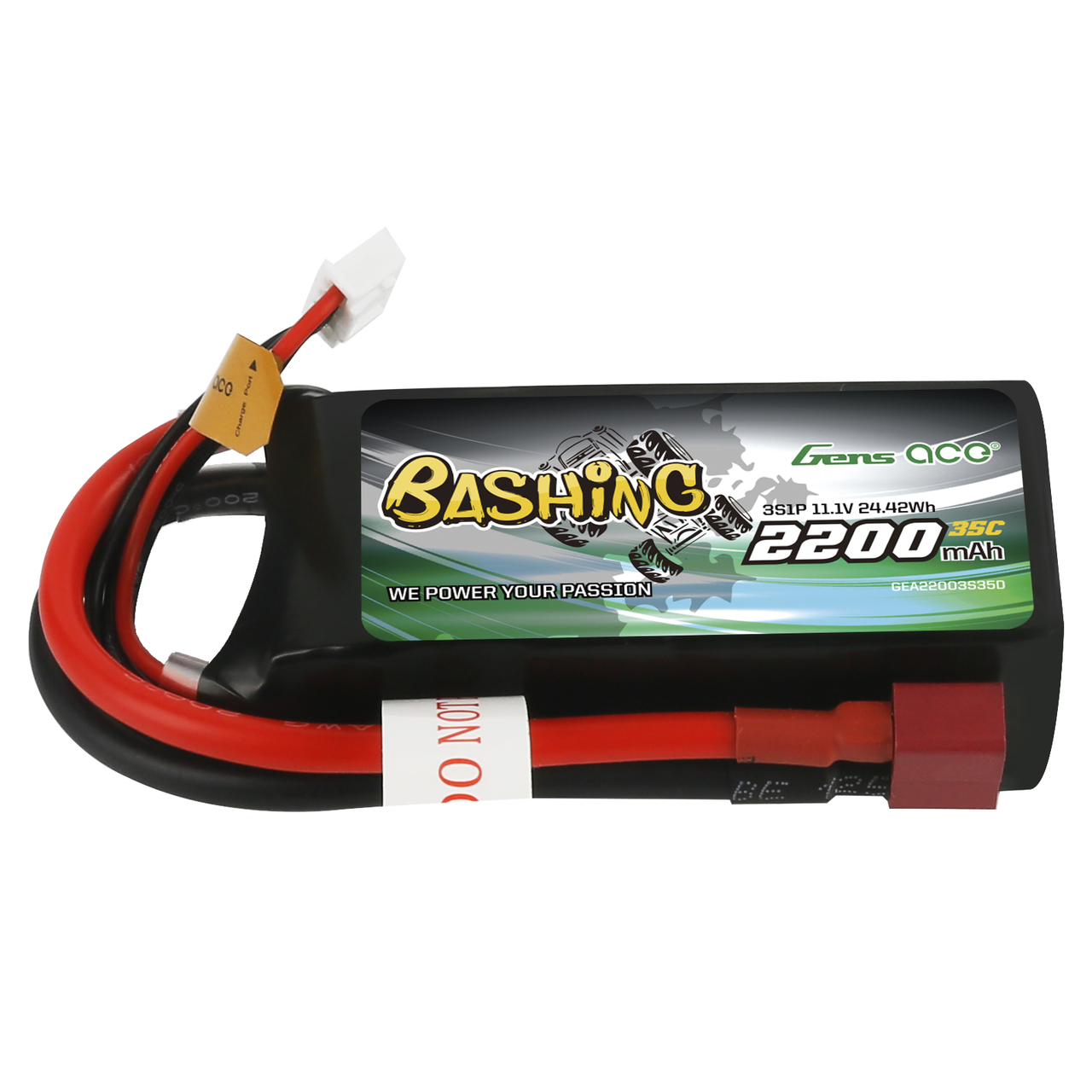 Gens ace Bashing 2200mAh 11.1V 35C 3S1P Lipo Battery Pack with Deans Plug
