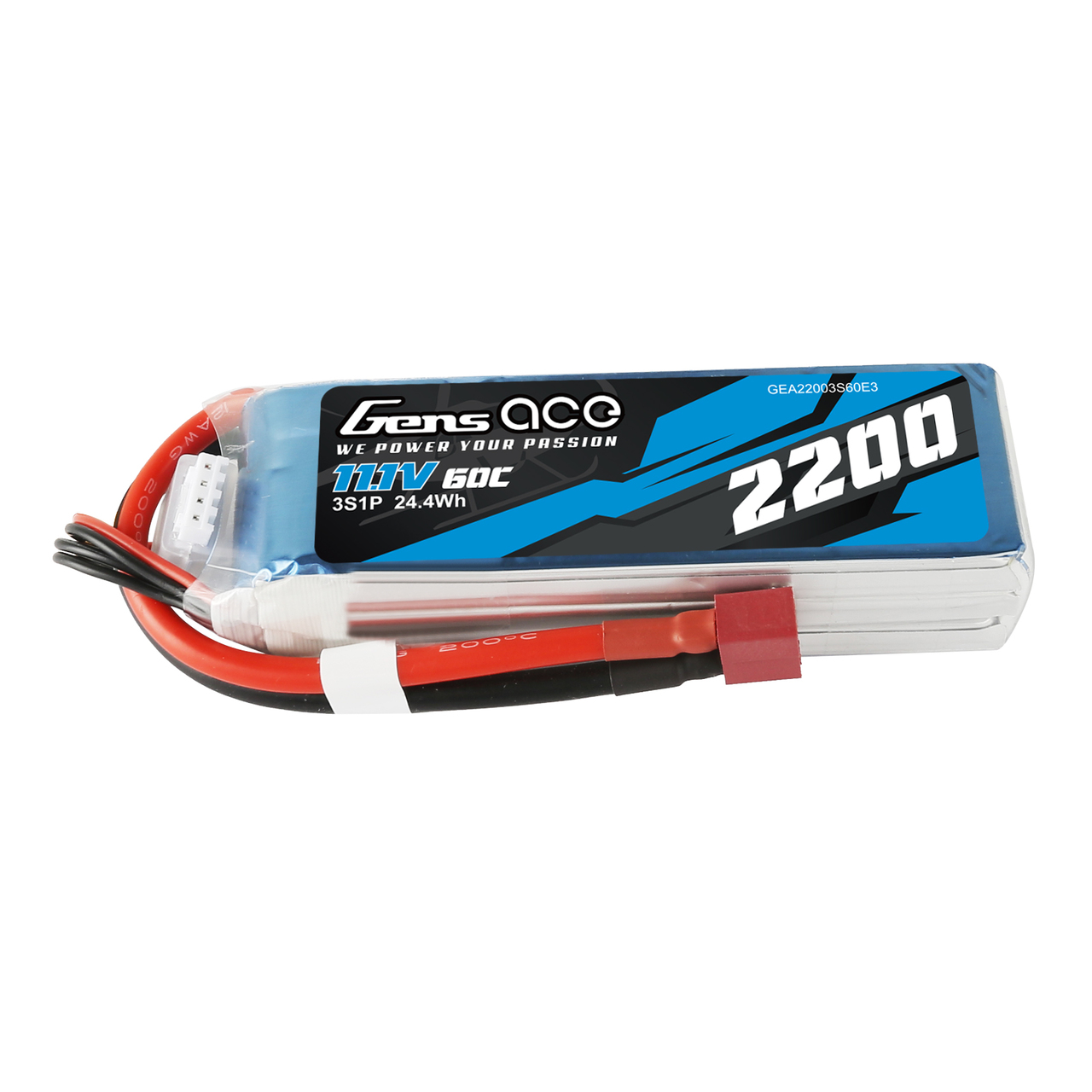 Gens ace 2200mAh 11.1V 60C 3S1P Lipo Battery Pack with EC3 Plug