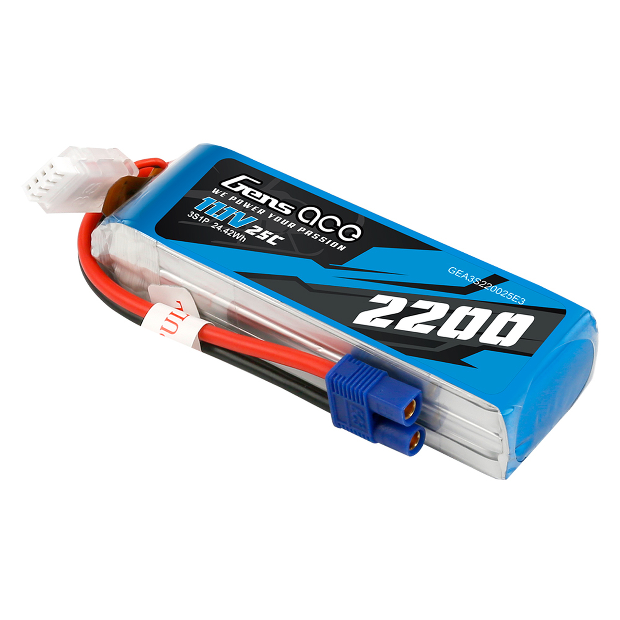 Gens ace 2200mAh 11.1V 3S 11.1V 25C Lipo Battery Pack with EC3 Plug for RC Plane - Image 2