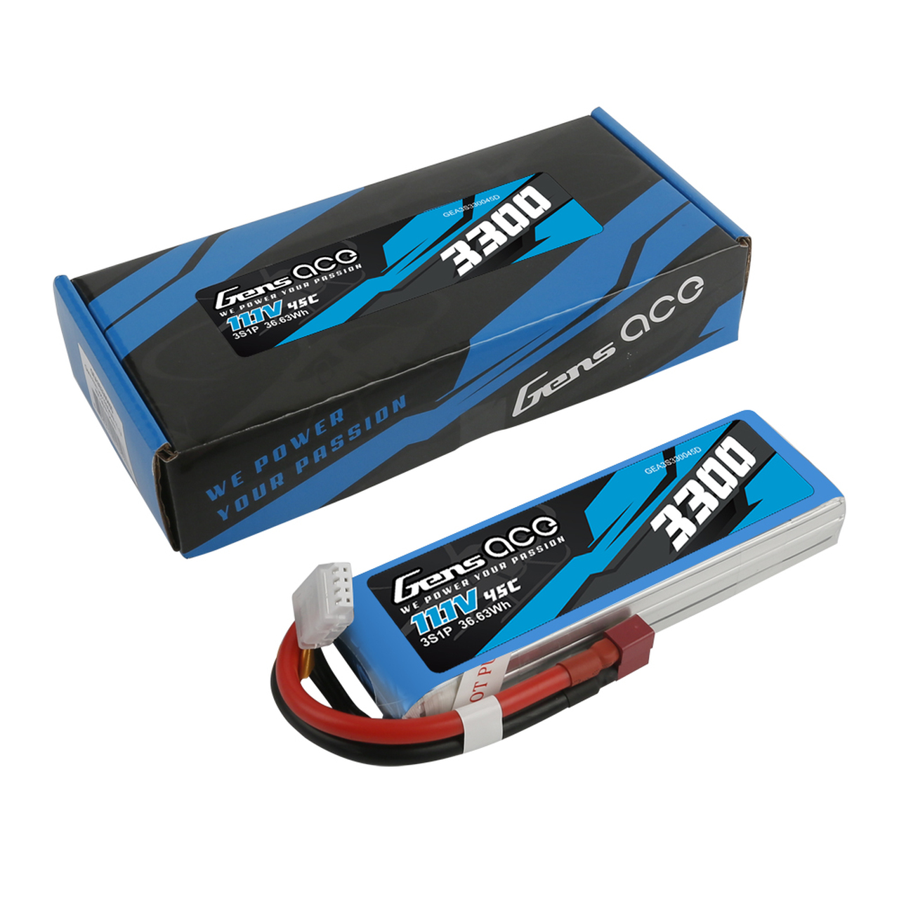 Gens Ace 3300mAh 45C 3S1P 11.1V Lipo Battery Pack with Deans Plug - Image 2