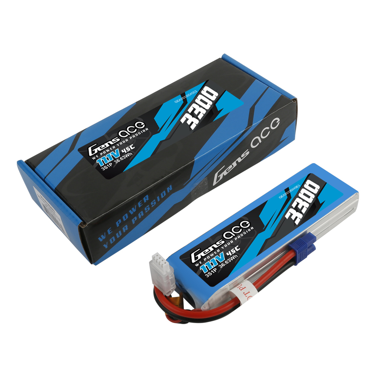 Gens Ace 3300mAh 45C 3S1P 11.1V Lipo Battery Pack with EC3 Plug - Image 3