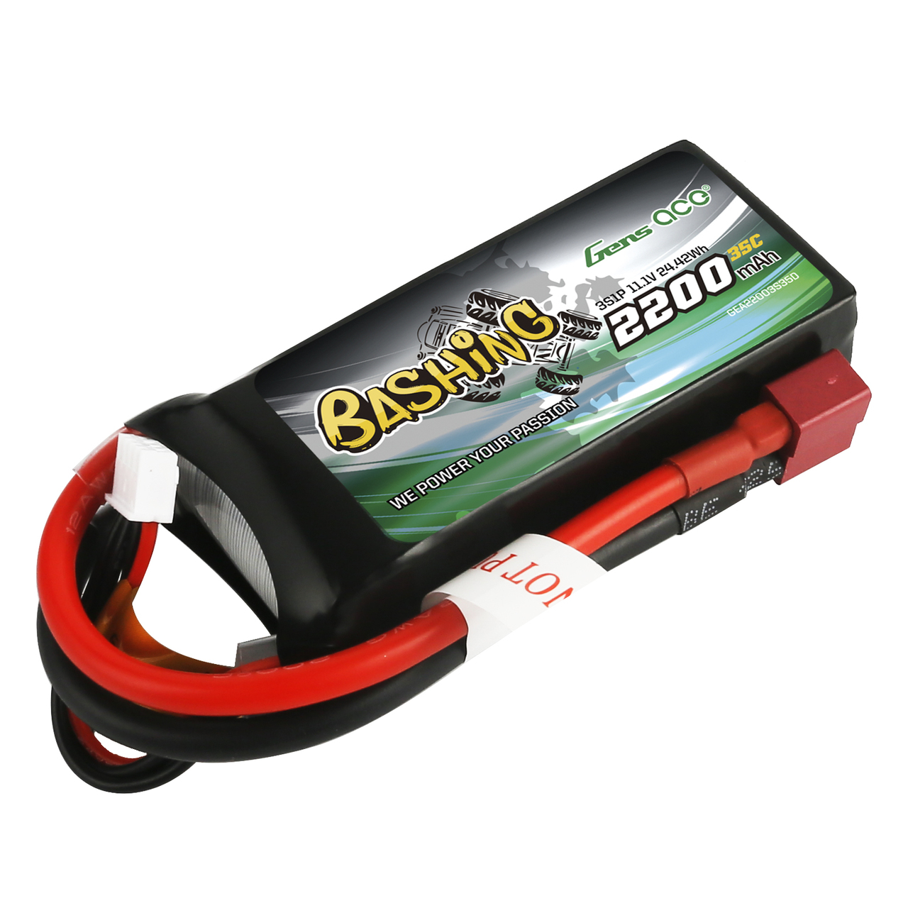 Gens ace Bashing 2200mAh 11.1V 35C 3S1P Lipo Battery Pack with Deans Plug - Image 3
