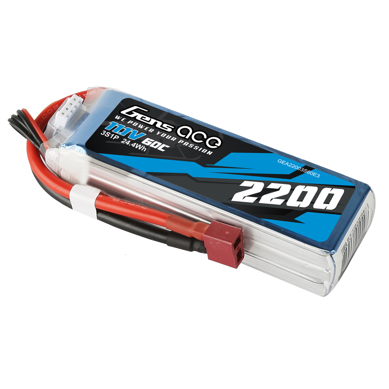Gens ace 2200mAh 11.1V 60C 3S1P Lipo Battery Pack with EC3 Plug - Image 2