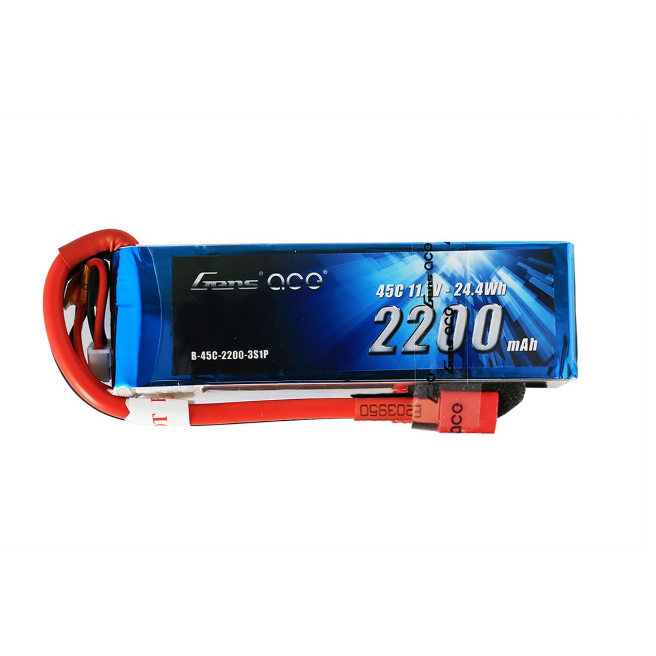 Gens ace 2200mAh 11.1V 45C 3S1P Lipo Battery Pack with Deans Plug - Image 3