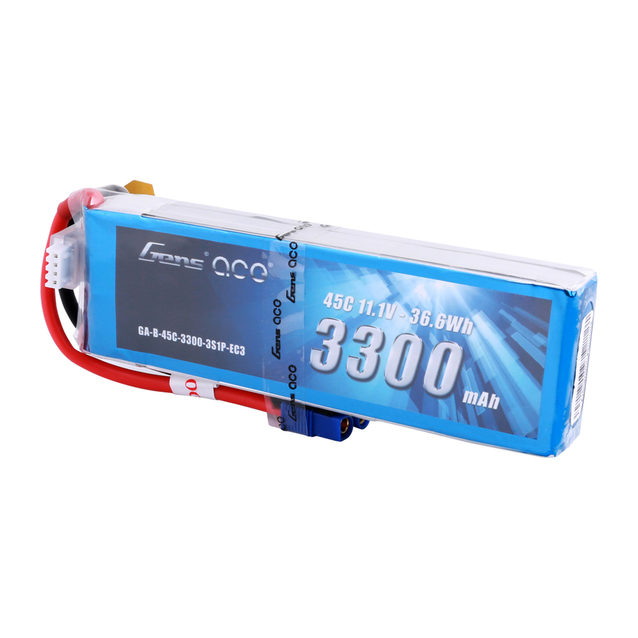 Gens ace 3300mAh 11.1V 45C 3S1P Lipo Battery Pack with EC3 Plug - Image 2