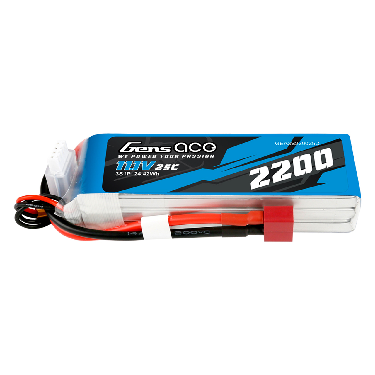 Gens ace 2200mAh 3S 25C 11.1V Lipo Battery Pack with Deans Plug - Image 3