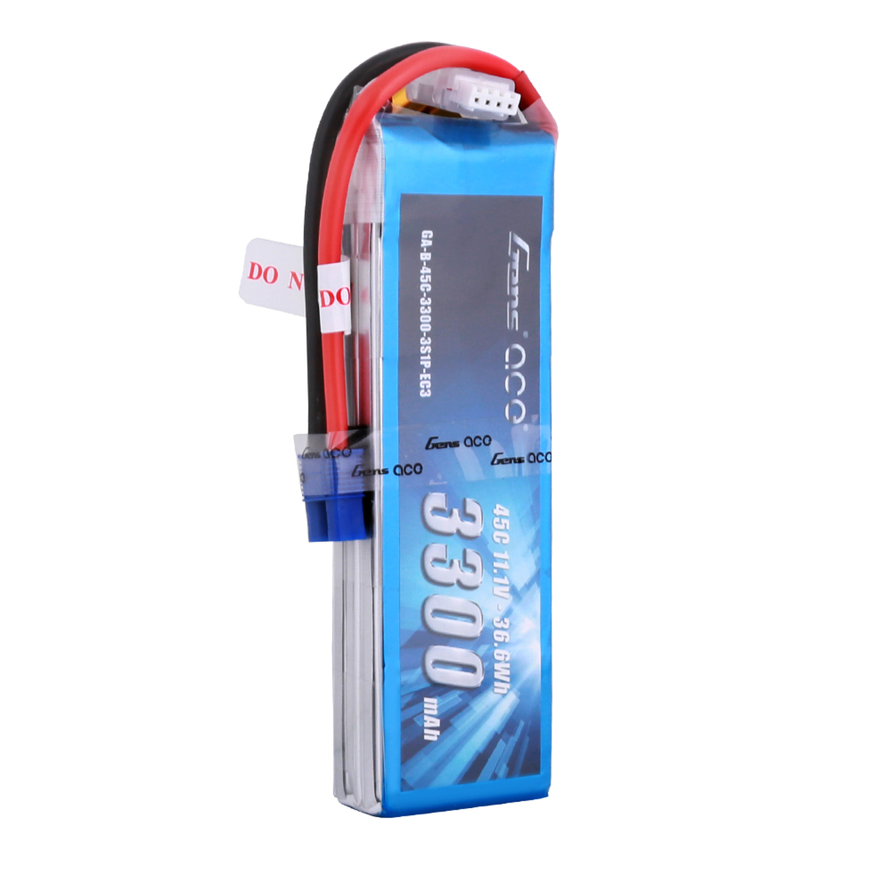 Gens ace 3300mAh 11.1V 45C 3S1P Lipo Battery Pack with EC3 Plug - Image 3