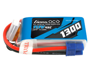Gens Ace 1300mAh 45C 11.1V 3S1P Lipo Battery Pack with EC3 Plug for RC Plane