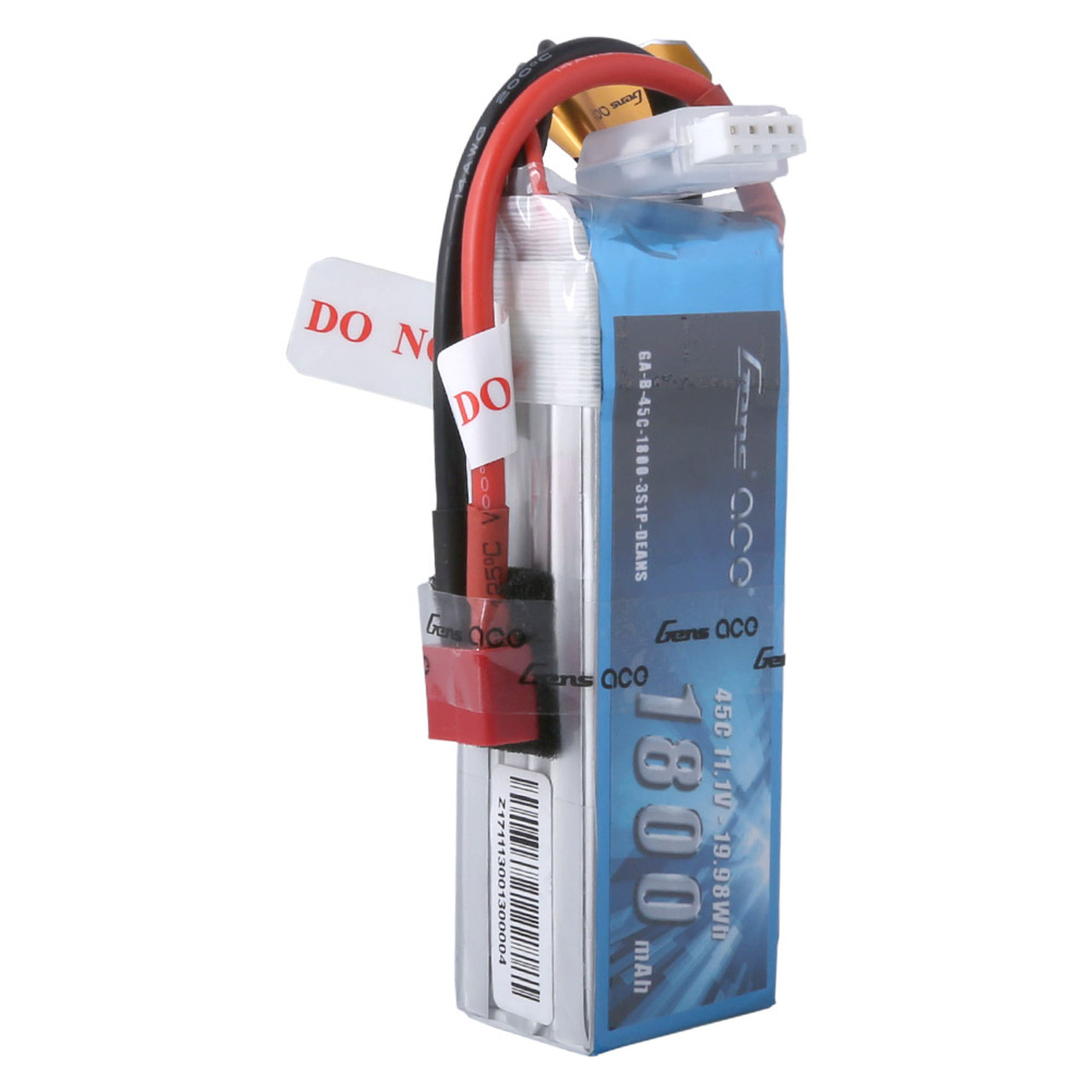 Gens Ace 11.1V 45C 3S 1800mAh Lipo Battery Pack with Deans Plug - Image 3