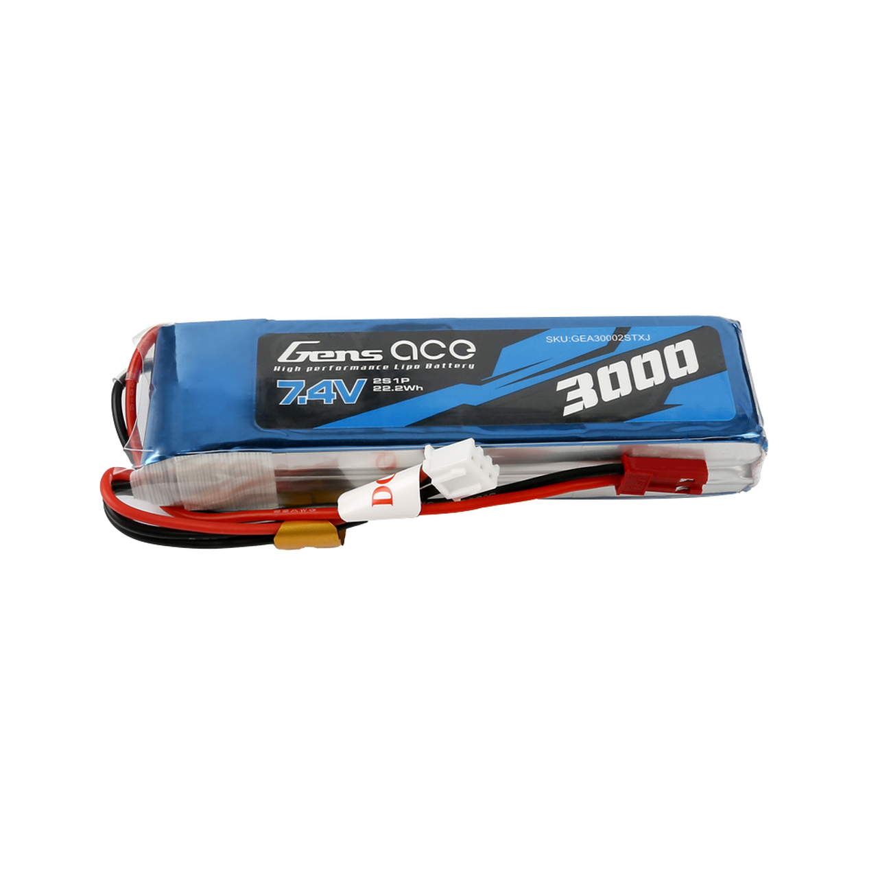 Gens ace 3000mAh 7.4V 2S1P TX Lipo Battery Pack with JST Plug - Image 4