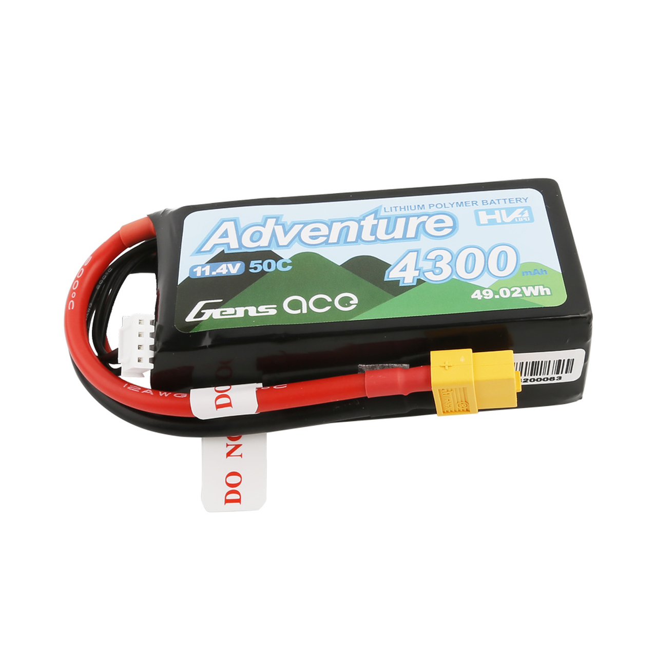 Gens Ace Adventure High Voltage 4300mAh 3S1P 11.4V 50C Lipo Battery with XT60 Plug - Image 3