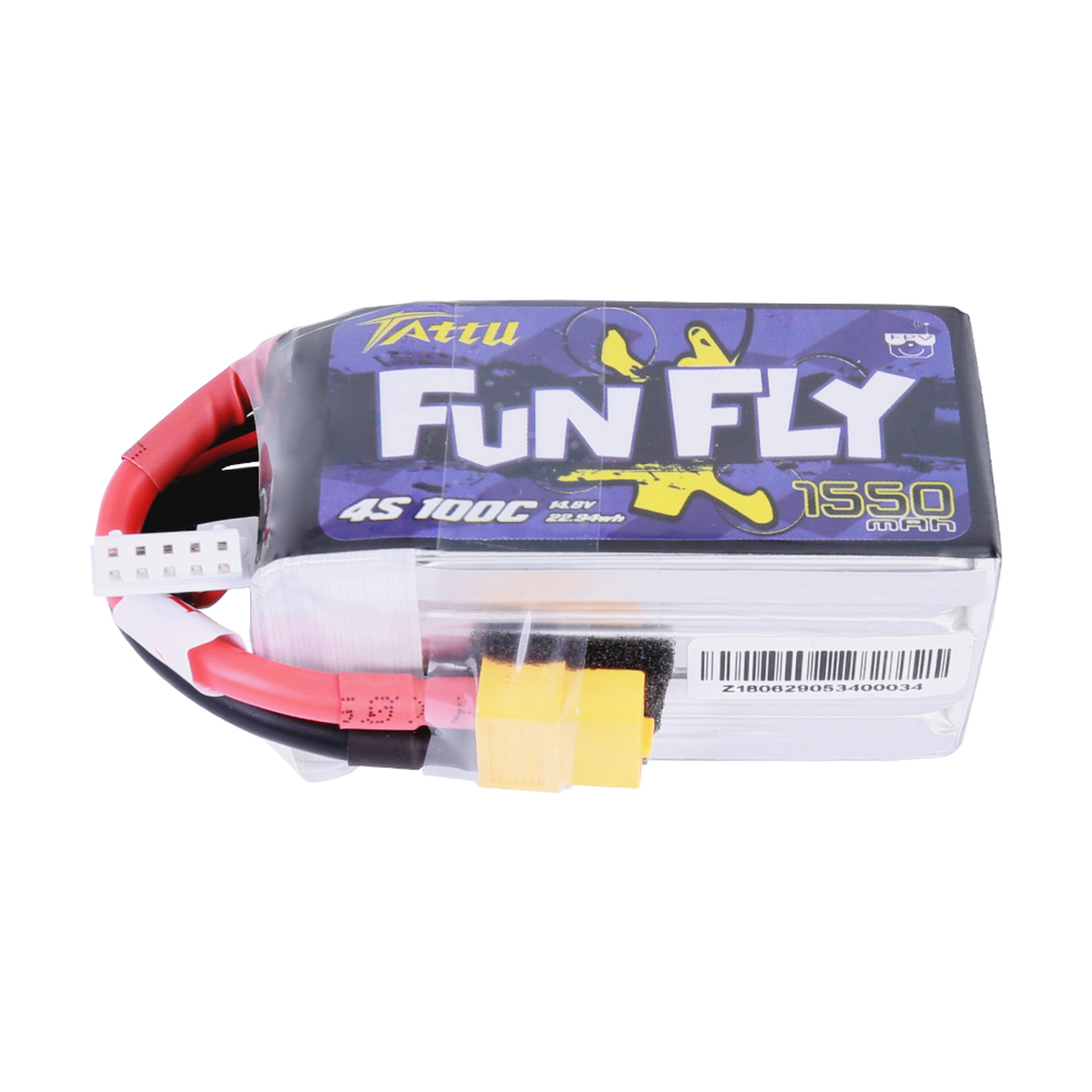 Tattu FunFly 1550mAh 100C 14.8V 4S1P lipo battery pack with XT60 Plug for Practice - Image 5