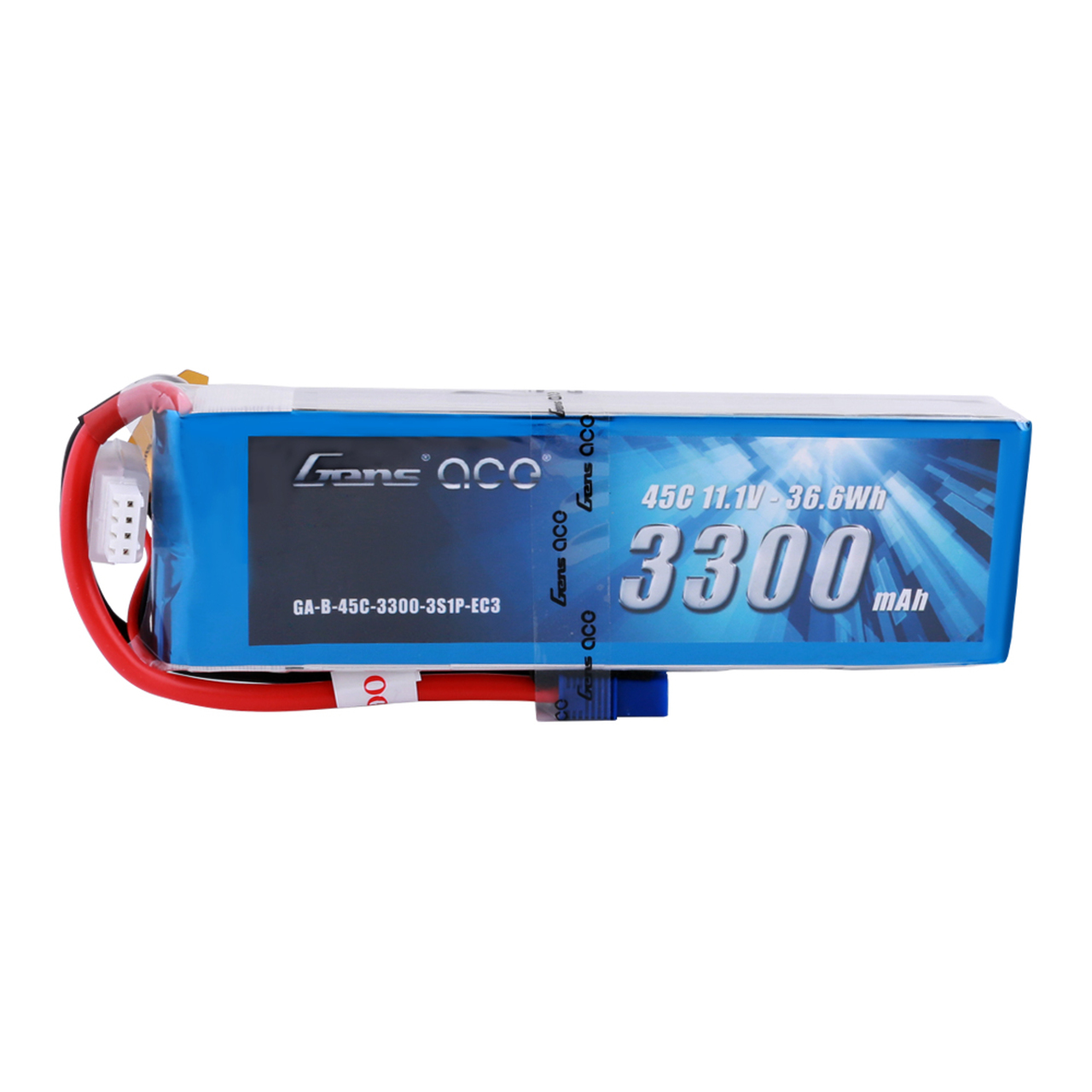 Gens ace 3300mAh 11.1V 45C 3S1P Lipo Battery Pack with EC3 Plug