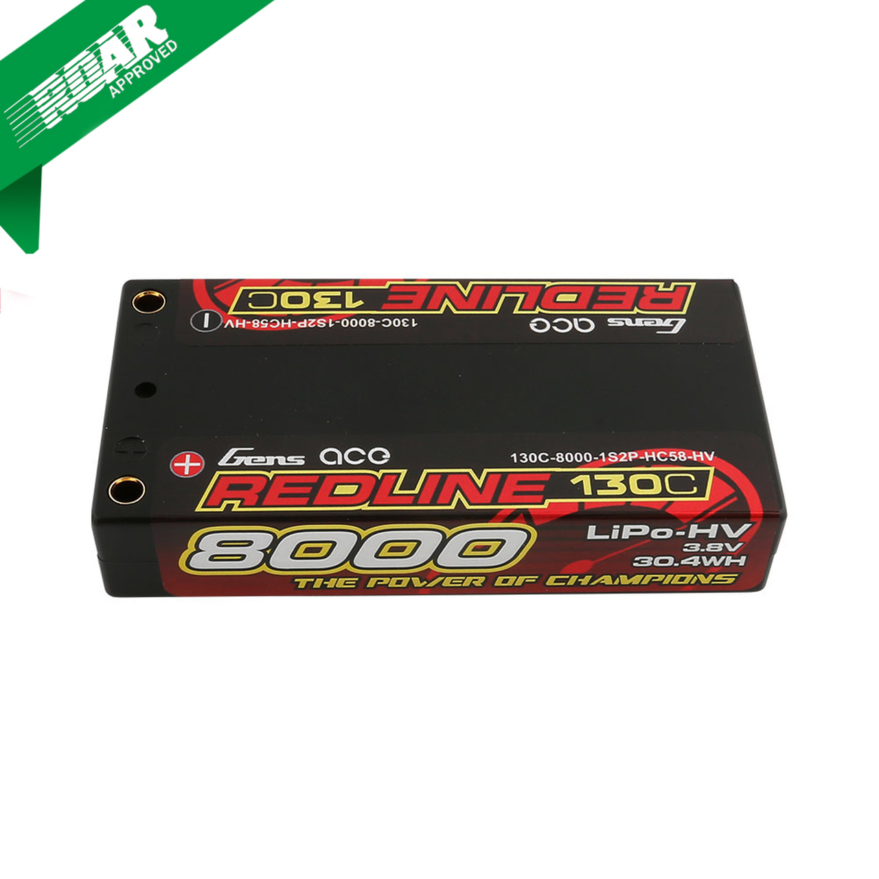 Gens ace Redline Series 8000mAh 3.8V 130C 1S2P HardCase HV Lipo Battery