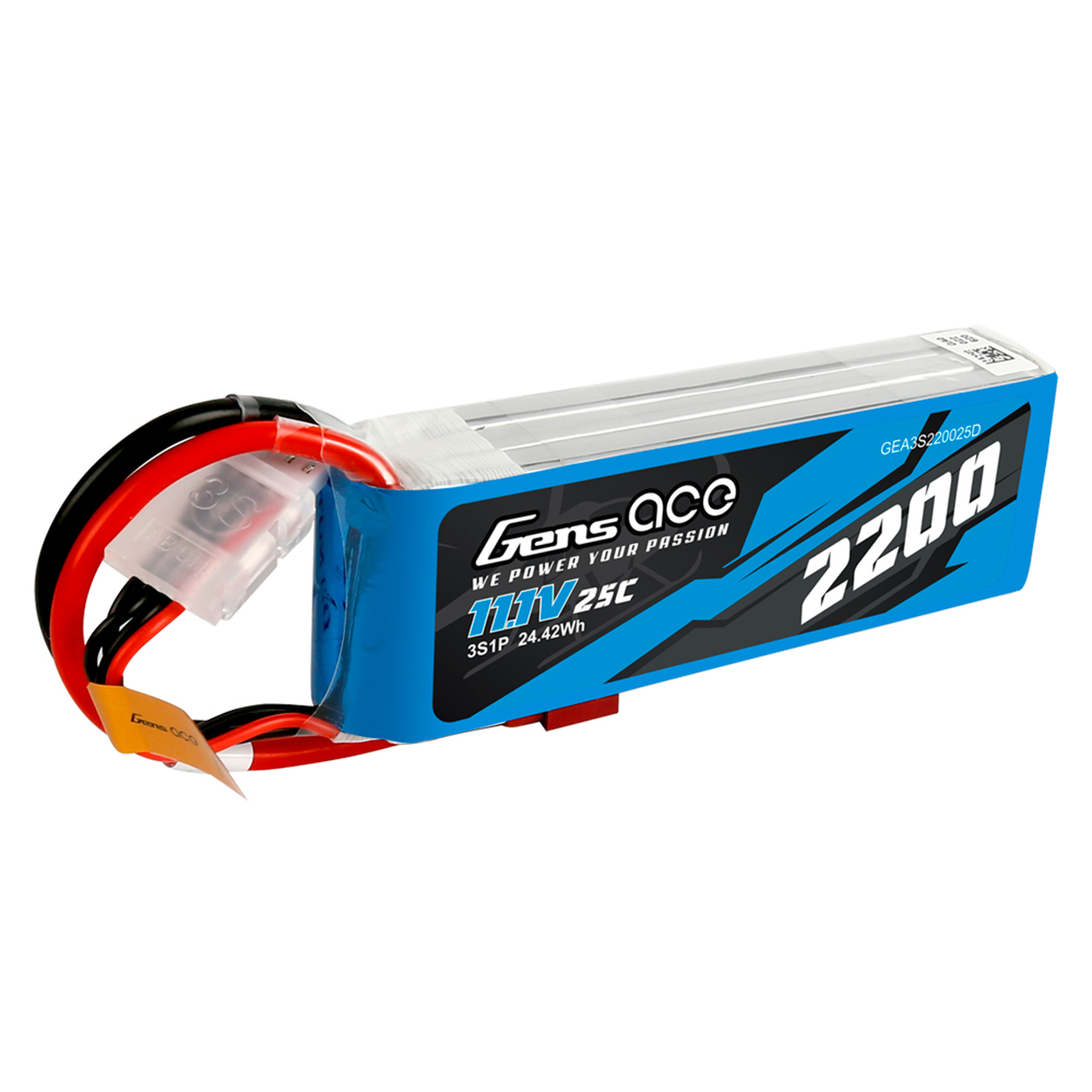Gens ace 2200mAh 3S 25C 11.1V Lipo Battery Pack with Deans Plug