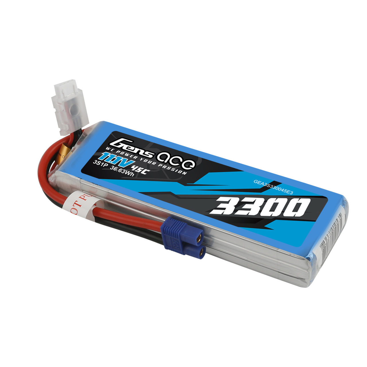 Gens Ace 3300mAh 45C 3S1P 11.1V Lipo Battery Pack with EC3 Plug - Image 5