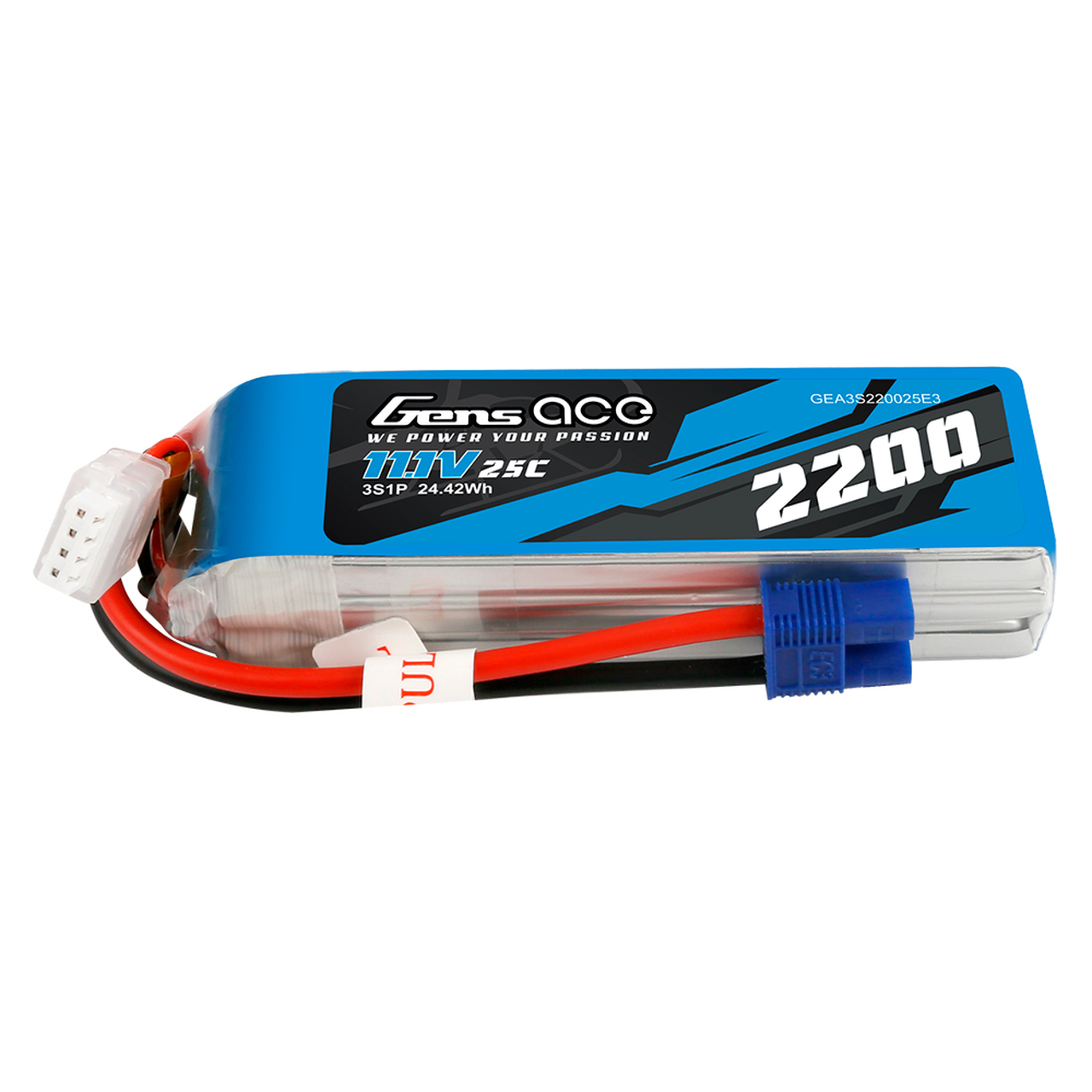 Gens ace 2200mAh 11.1V 3S 11.1V 25C Lipo Battery Pack with EC3 Plug for RC Plane - Image 3