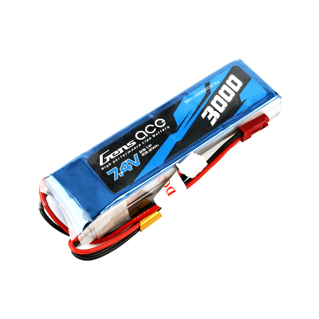 Gens ace 3000mAh 7.4V 2S1P TX Lipo Battery Pack with JST Plug - Image 5
