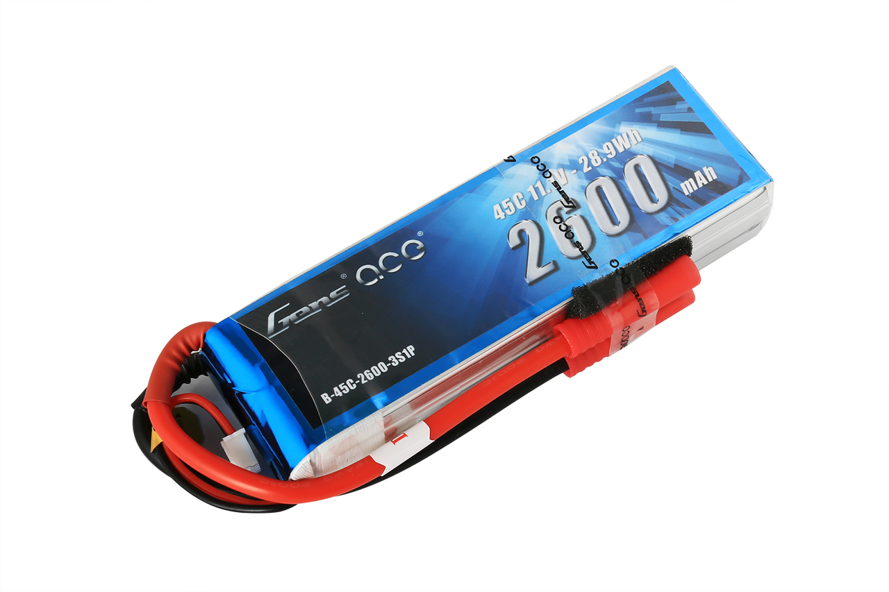 Gens ace 2600mAh 3S 11.1V 45C Lipo Battery Pack with Deans Plug - Image 2