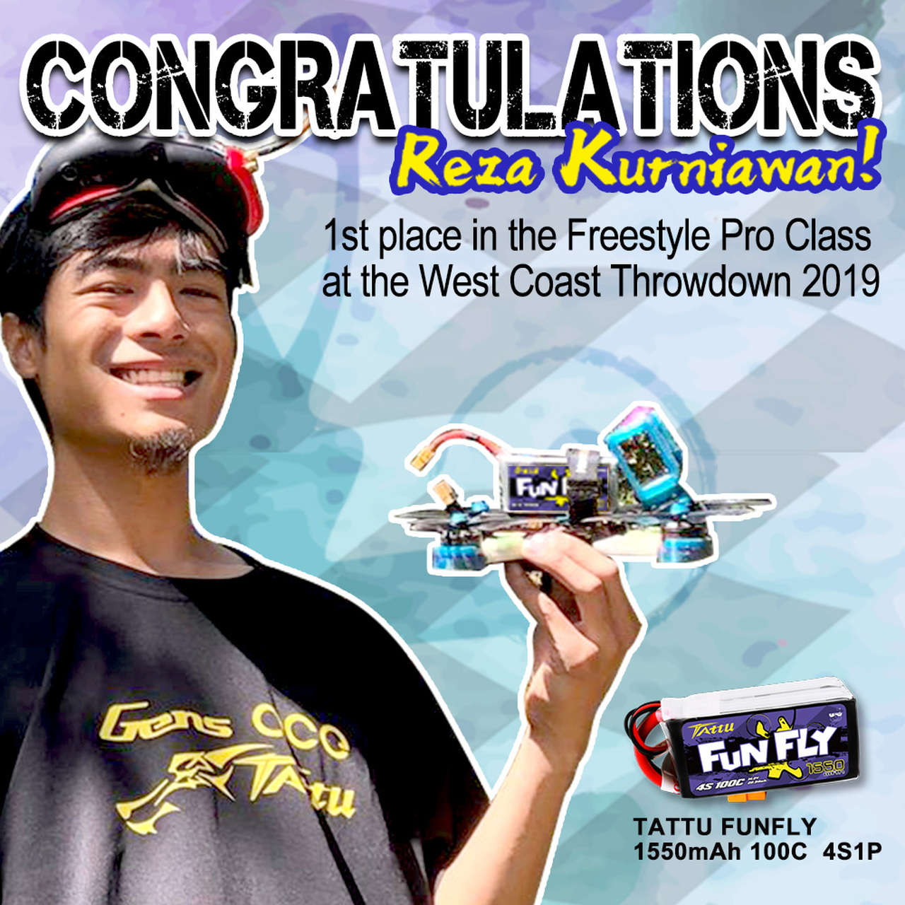 Tattu FunFly 1550mAh 100C 14.8V 4S1P lipo battery pack with XT60 Plug for Practice - Image 2