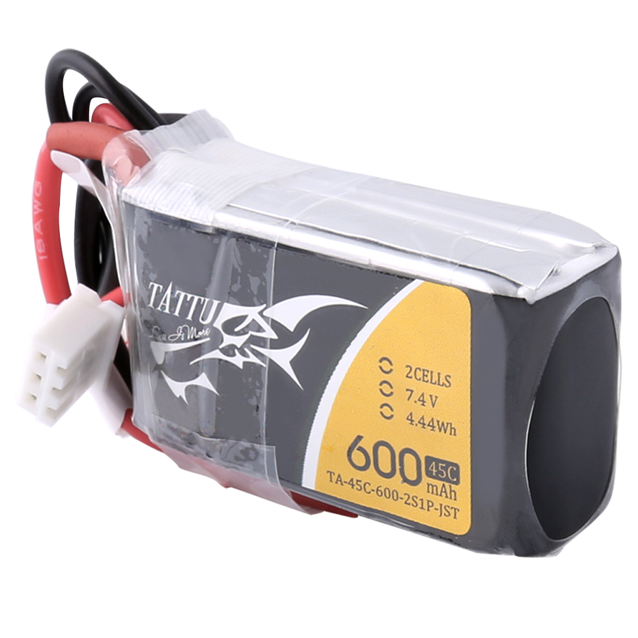 Tattu 600mAh 7.4V 45C 2S1P Lipo Battery Pack with JST-SYP Plug - Image 2