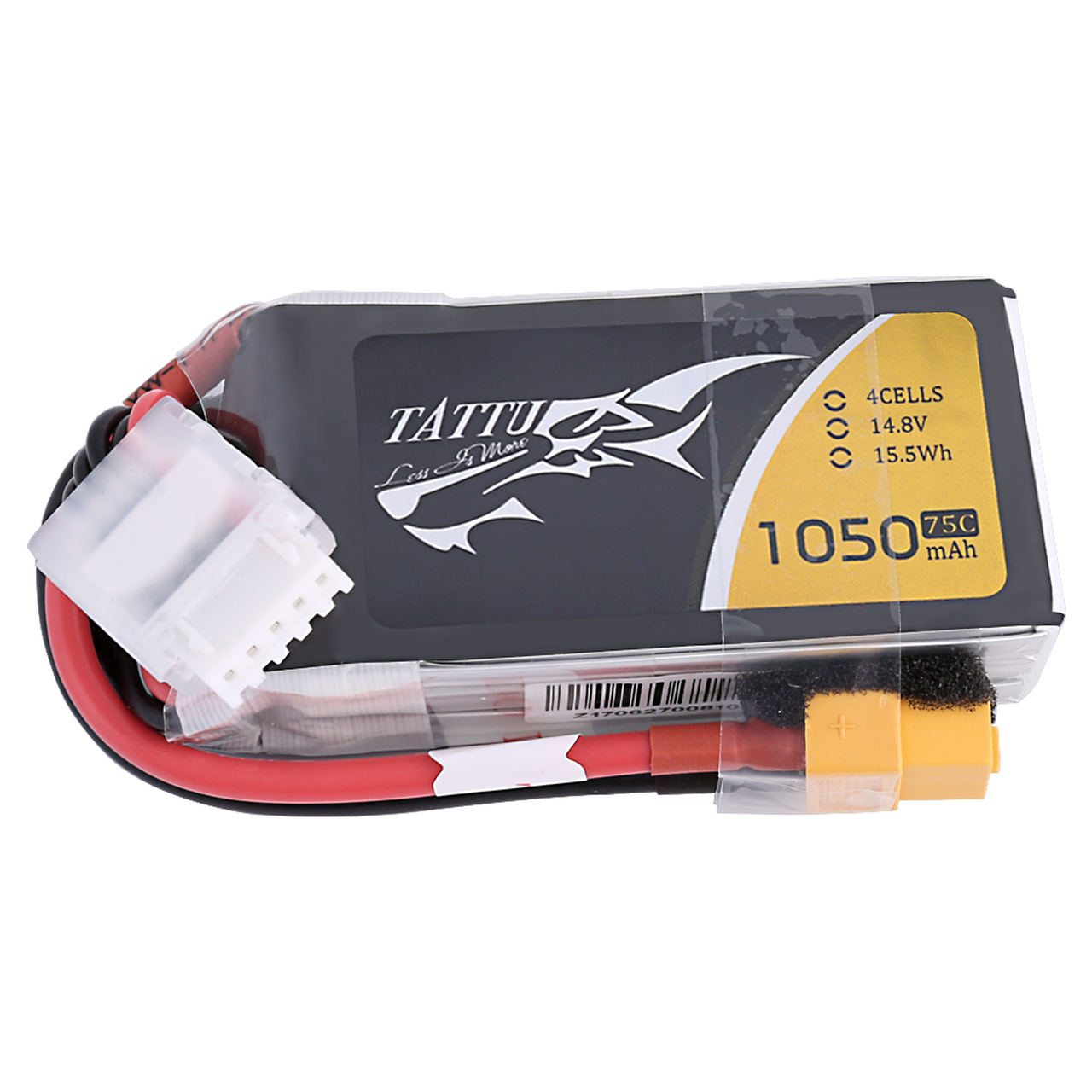 Tattu 1050mAh 14.8V 75C 4S1P Lipo Battery Pack with XT60 plug - Image 2