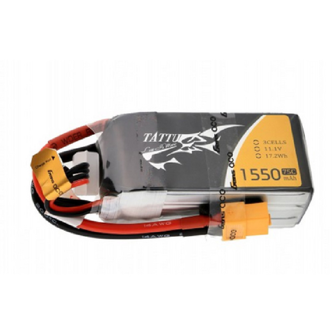 Tattu 1550mAh 11.1V 75C 3S1P Lipo Battery Pack with XT60 Plug