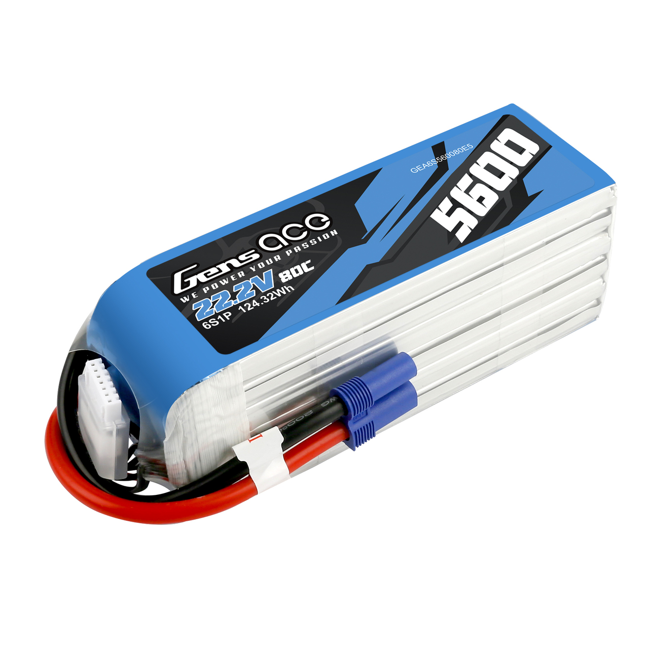 Gens ace 5600mAh 22.2V 80C 6SLipo Battery Pack with EC5 Plug - Image 2