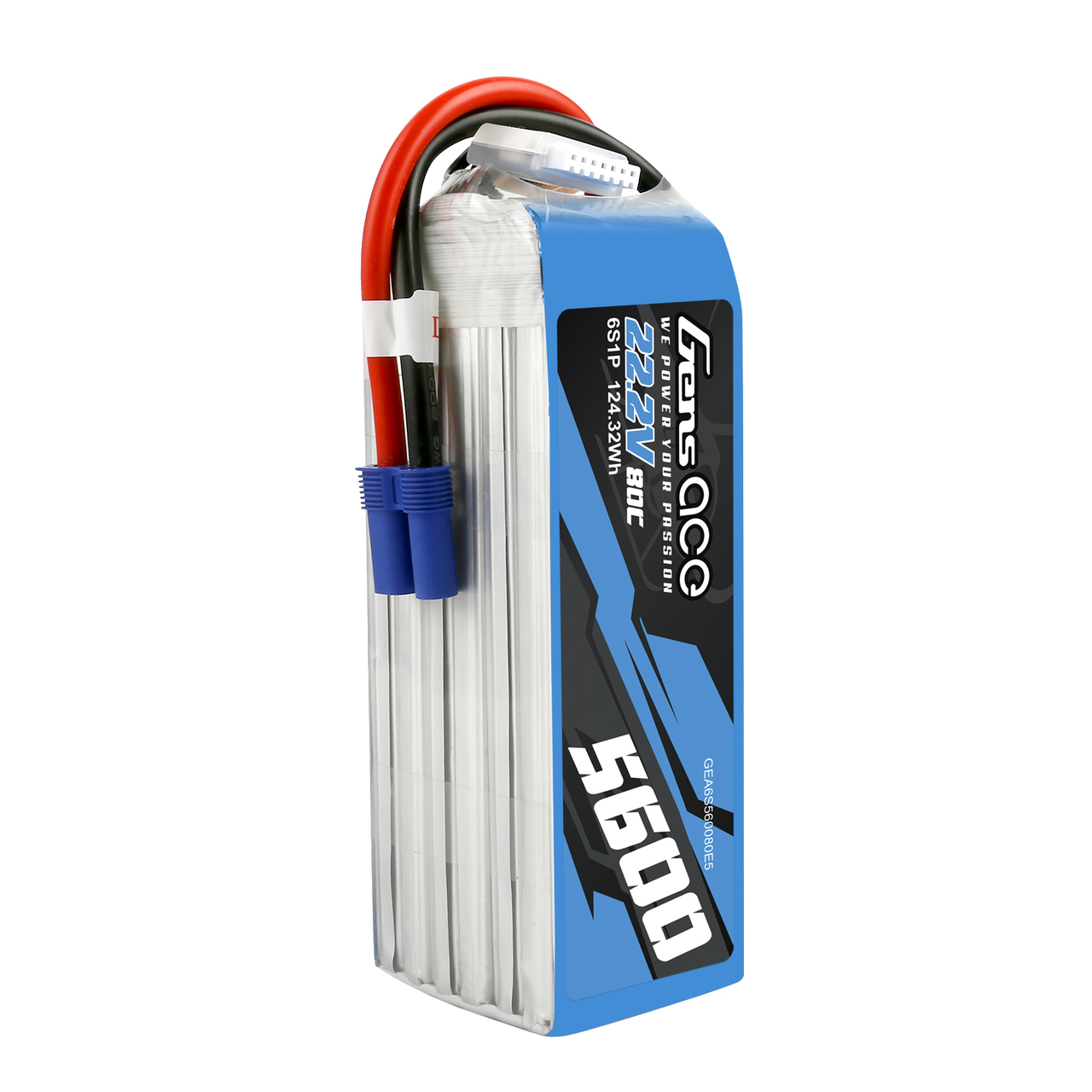 Gens ace 5600mAh 22.2V 80C 6SLipo Battery Pack with EC5 Plug