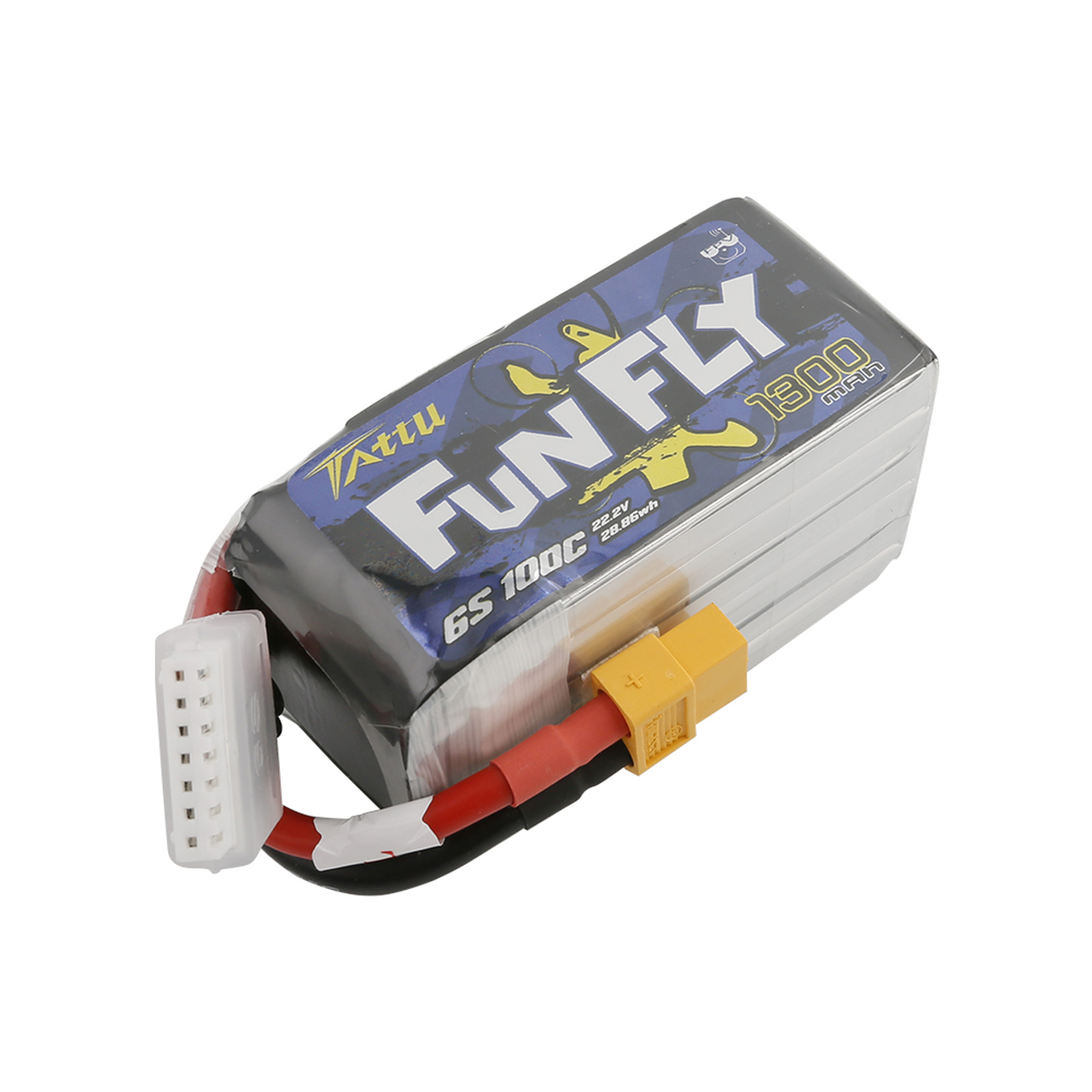 Tattu FunFly 1300mAh 100C 22.2V 6S1P lipo battery pack with XT60 Plug - Image 2