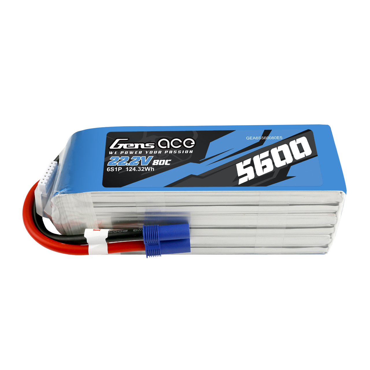 Gens ace 5600mAh 22.2V 80C 6SLipo Battery Pack with EC5 Plug - Image 3