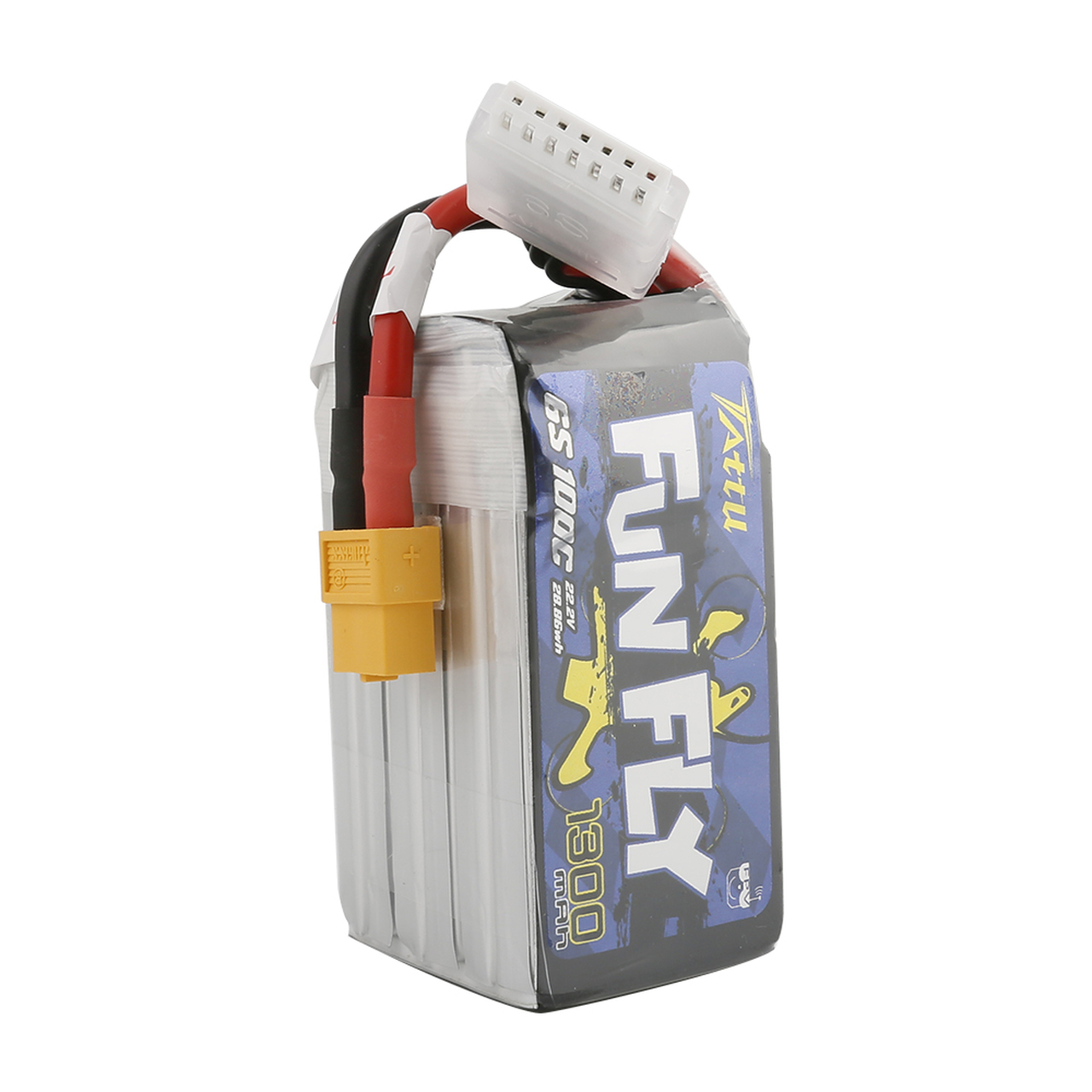 Tattu FunFly 1300mAh 100C 22.2V 6S1P lipo battery pack with XT60 Plug - Image 3