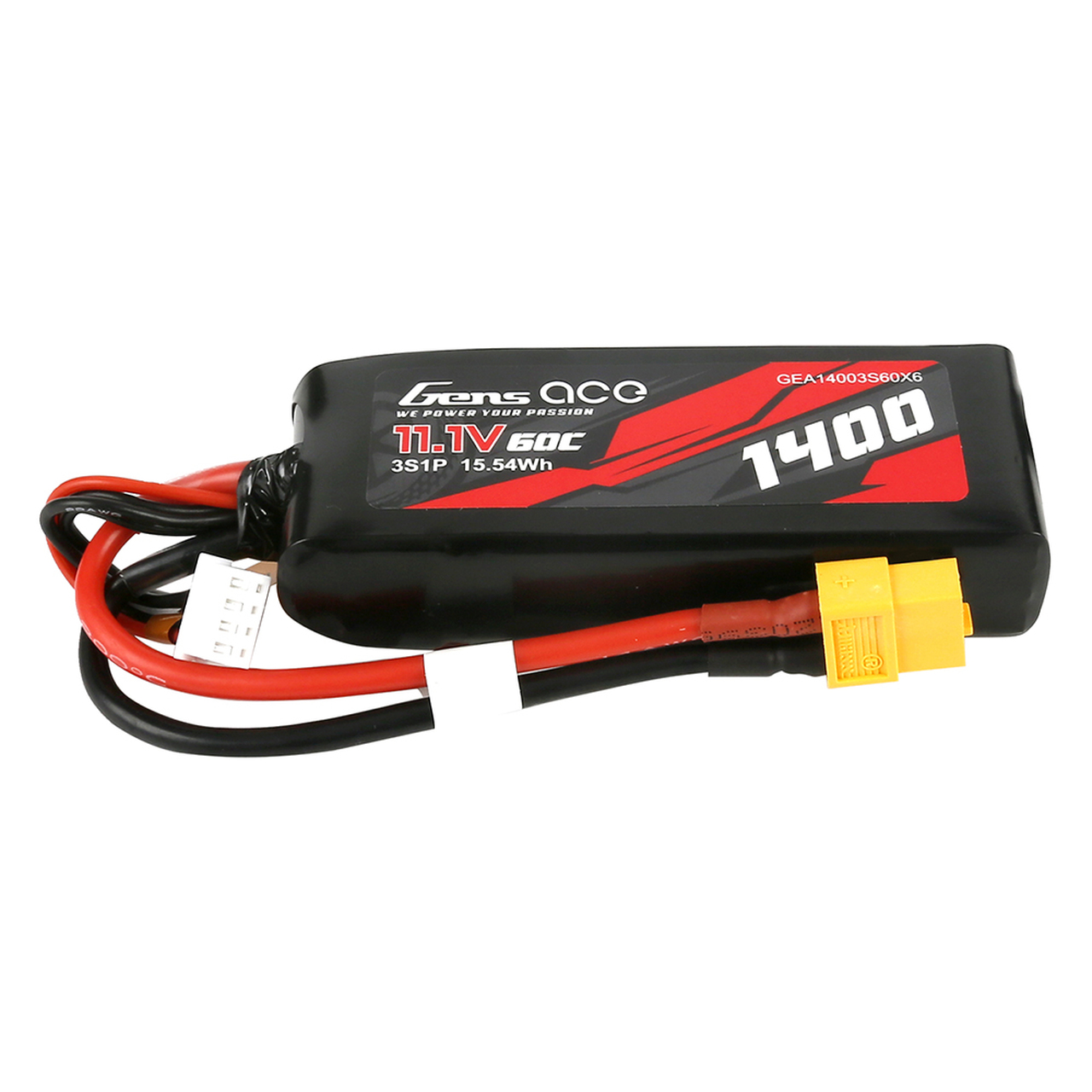 Gens ace 1400mAh 11.1V 60C 3S1P Lipo Battery Pack with XT60 Plug - Image 2