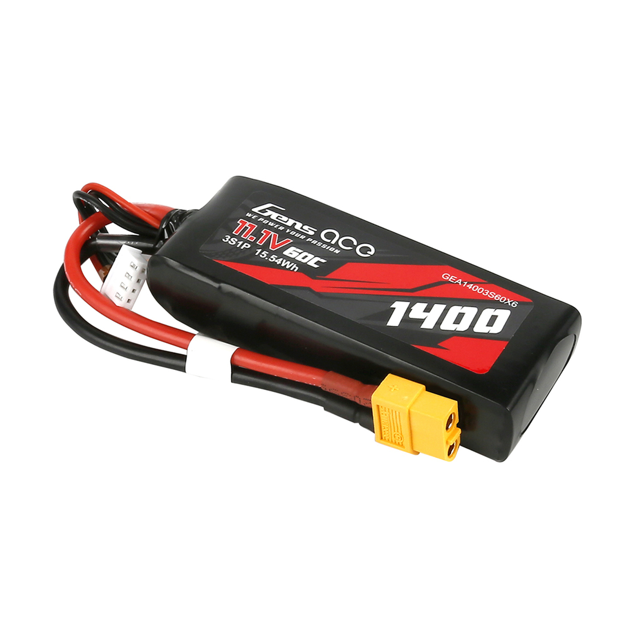 Gens ace 1400mAh 11.1V 60C 3S1P Lipo Battery Pack with XT60 Plug - Image 3