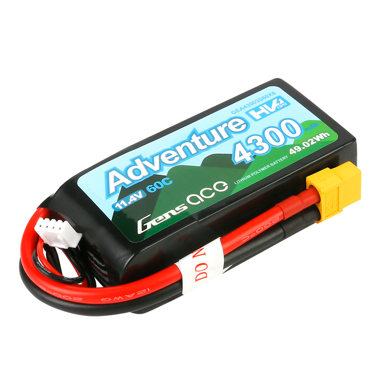 Gens Ace Adventure High Voltage 4300mAh 3S1P 11.4V 60C Lipo Battery with XT60 Plug