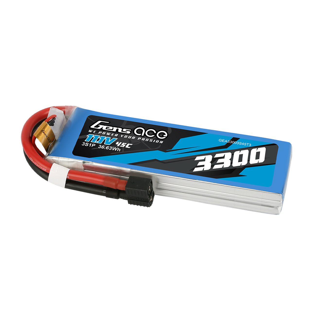 Gens Ace 3300mAh 45C 4S1P 14.8V Lipo Battery Pack with EC3 and Deans adapter - Image 2