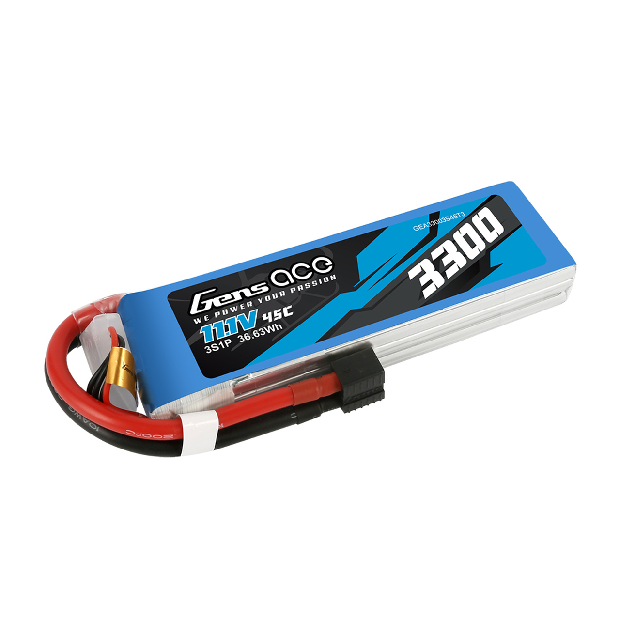 Gens Ace 3300mAh 45C 3S1P 11.1V Lipo Battery Pack with EC3 and Deans adapter - Image 3