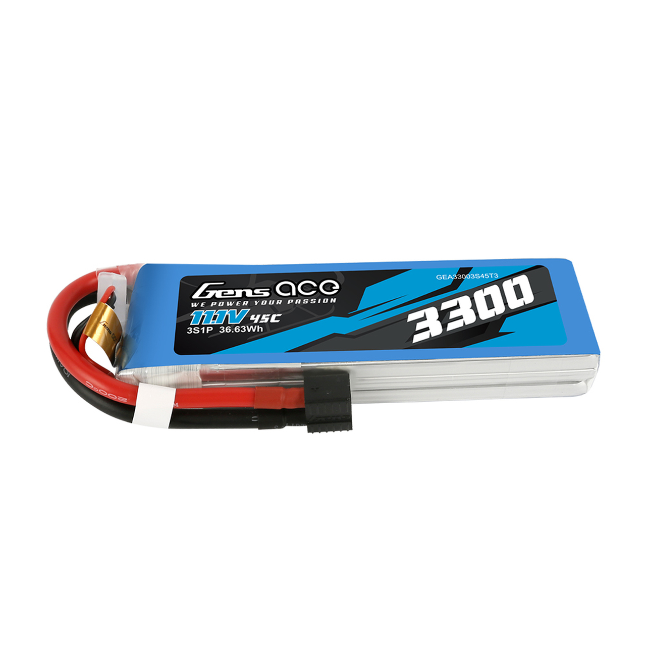 Gens Ace 3300mAh 45C 3S1P 11.1V Lipo Battery Pack with EC3 and Deans adapter - Image 2