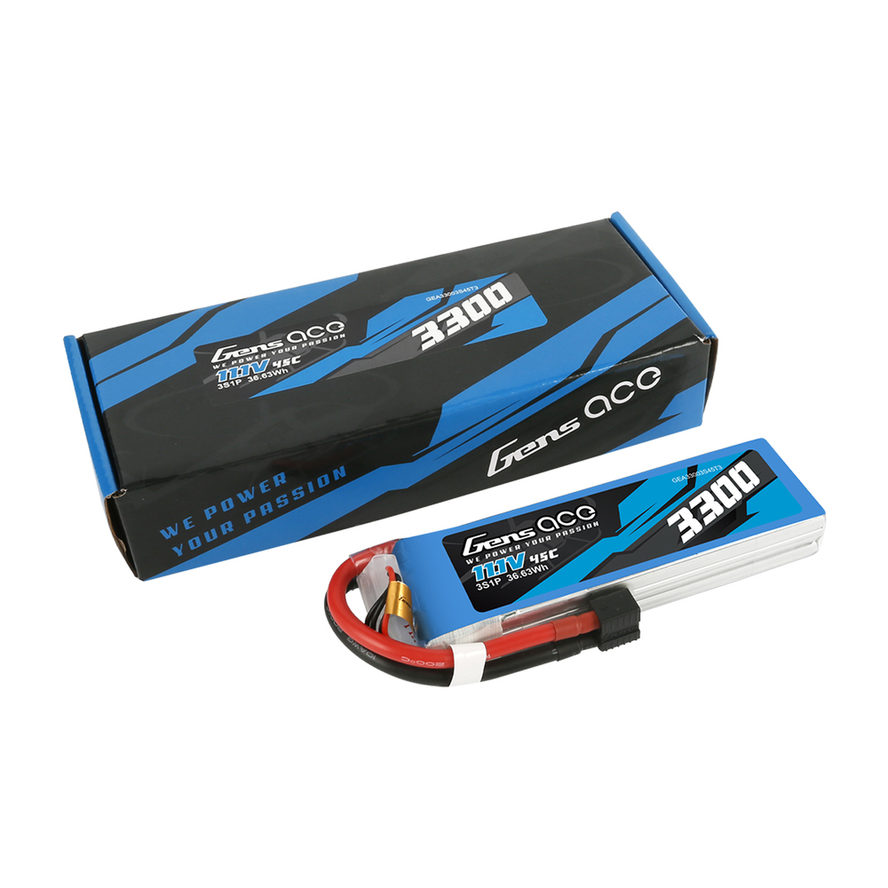 Gens Ace 3300mAh 45C 4S1P 14.8V Lipo Battery Pack with EC3 and Deans adapter - Image 3