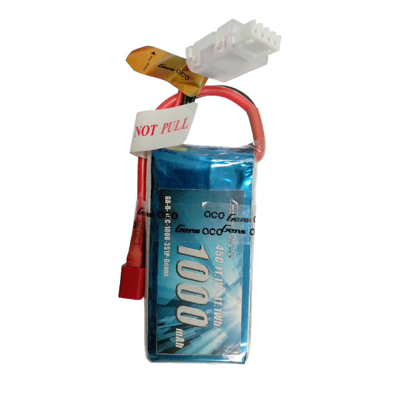 Gens Ace 11.1V 45C 3S 1000mAh Lipo Battery Pack with Deans Plug - Image 2