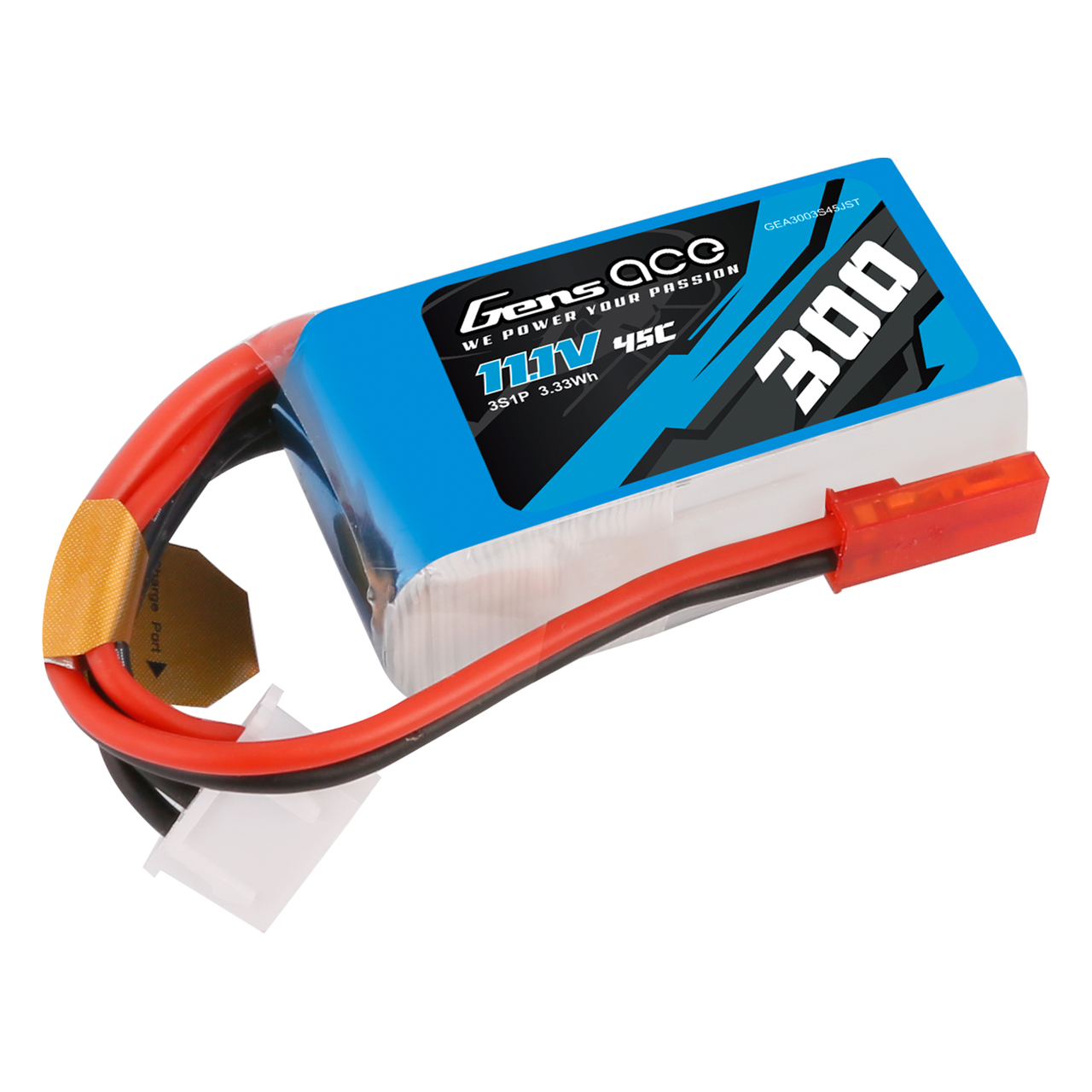 Gens ace 300 mAh 11.1V 45C 3S1P Lipo Battery Pack with JST Plug - Image 4