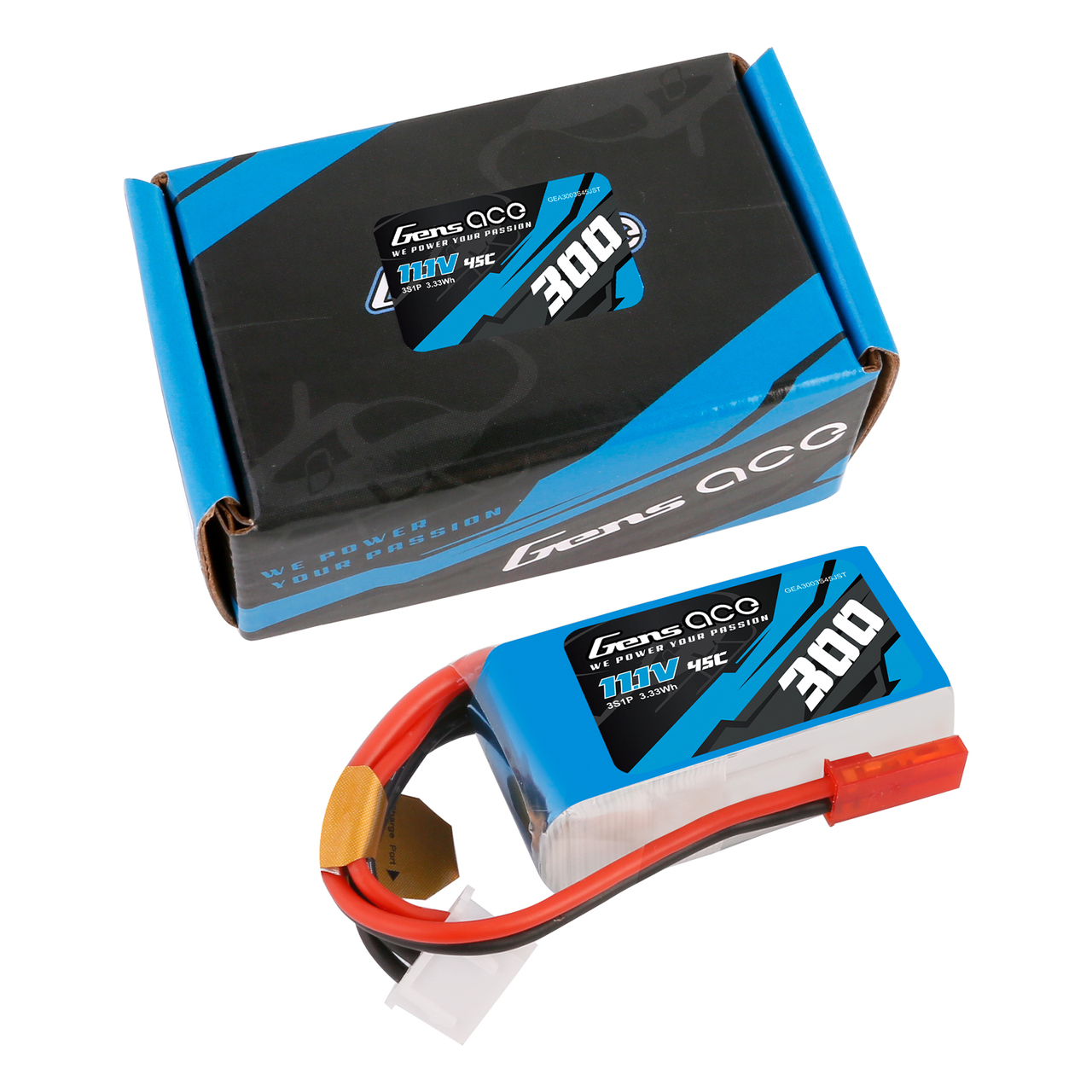 Gens ace 300 mAh 11.1V 45C 3S1P Lipo Battery Pack with JST Plug - Image 5