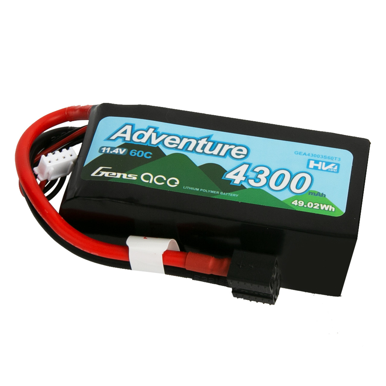 Gens Ace Adventure High Voltage 4300mAh 3S1P 11.4V 60C Lipo Battery with Deans and XT60 adapter - Image 4