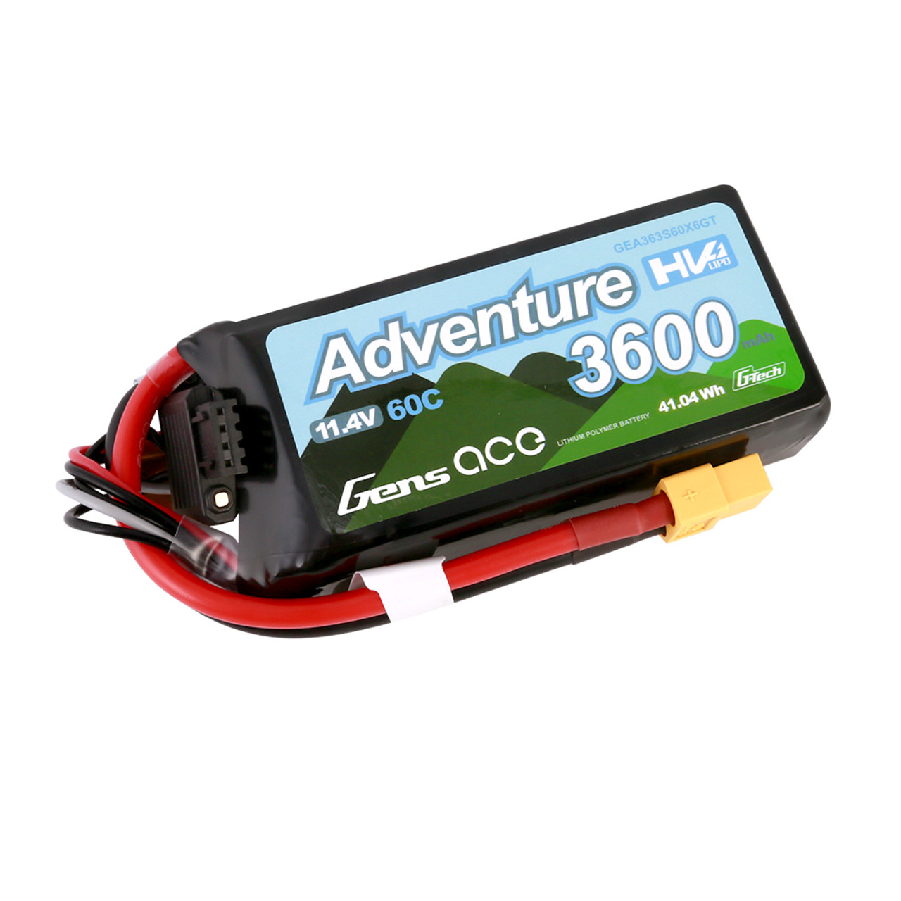 Gens Ace Adventure High Voltage 3600mAh 3S1P 11.4V 60C G-techLipo Battery with XT60 Plug - Image 2