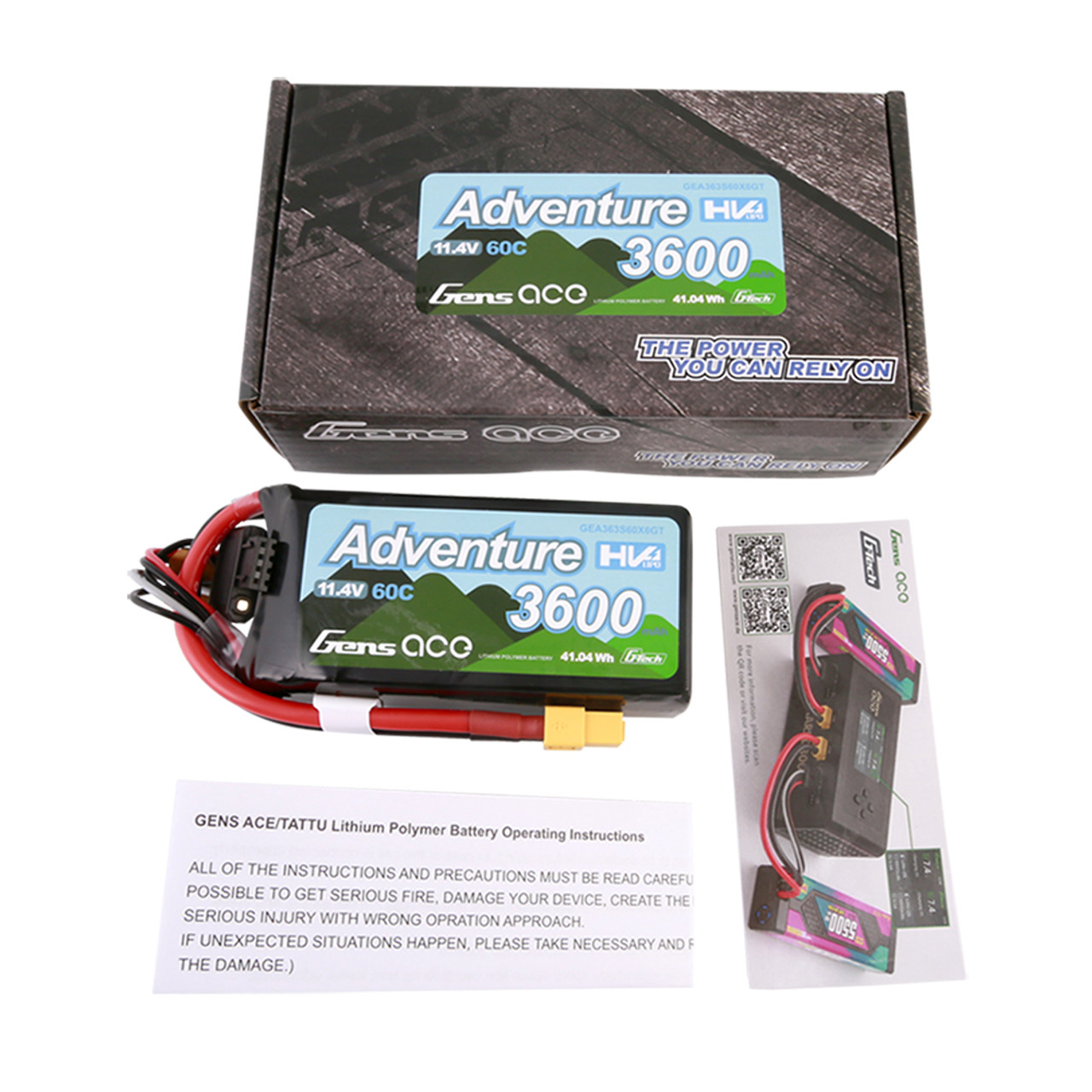 Gens Ace Adventure High Voltage 3600mAh 3S1P 11.4V 60C G-techLipo Battery with XT60 Plug - Image 5