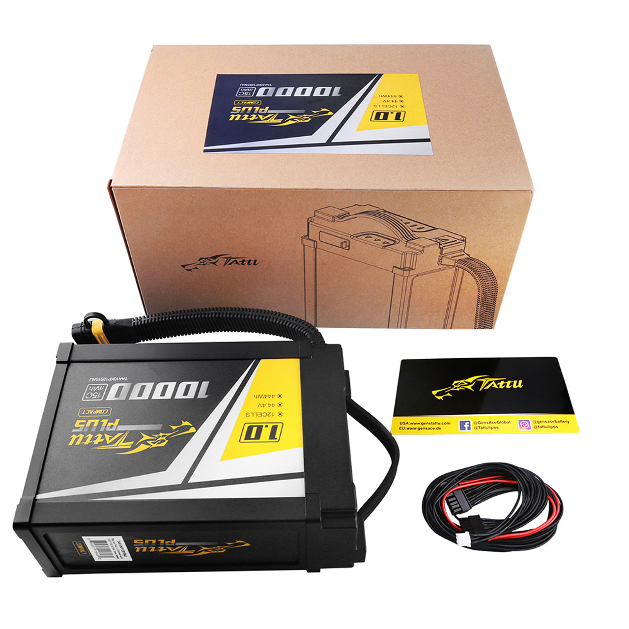 Tattu Plus 1.0 Compact Version 10000mAh 44.4V 15C 12S1P Lipo Smart Battery Pack with AS150UPlug - Image 5