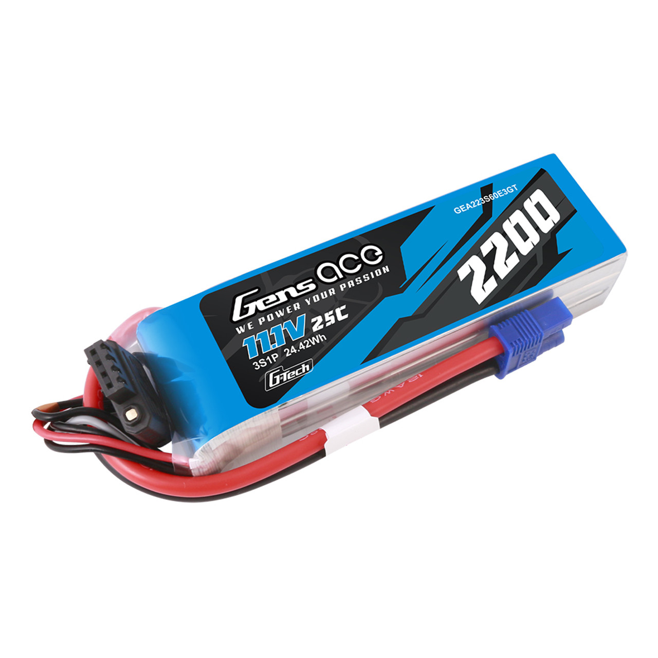 Gens ace G-Tech 2200mAh 11.1V 60C 3S1P Lipo Battery Pack with EC3 Plug - Image 2